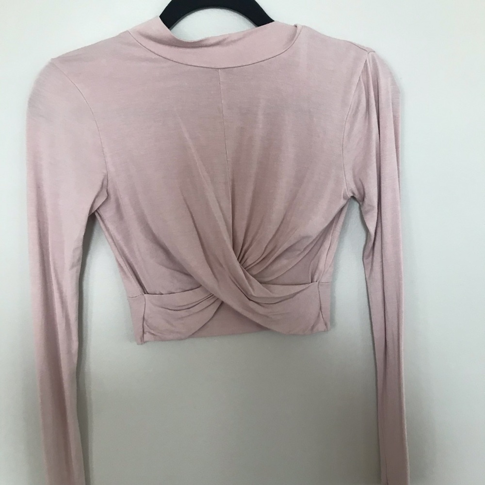 Ribbed Twist Blush Long Sleeve Crop Top Size: 2